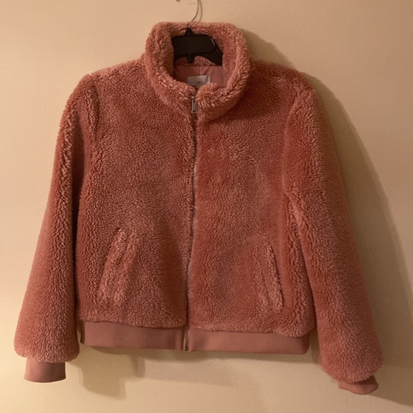 Loft Faux Fur Pink Winter Bomber Coat Size XL women’s NWT - Picture 3 of 12